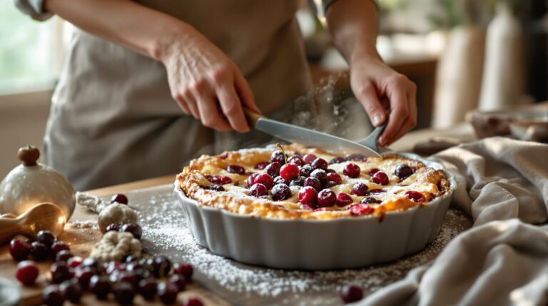 dessert avec cerises congelées